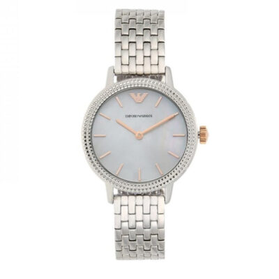 Emporio Armani Interchangeable Analog Mother of Pearl Dial Silver Steel Strap Watch For Women - AR80020
